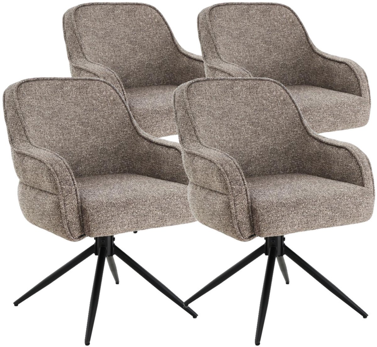 DS4U® - Loisa armstoel met terugdraaifunctie - Set van 4 - Taupe - Stof