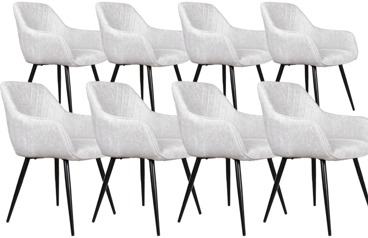 DS4U® - Flavio armstoel - Set van 8 - Lichtgrijs - Stof