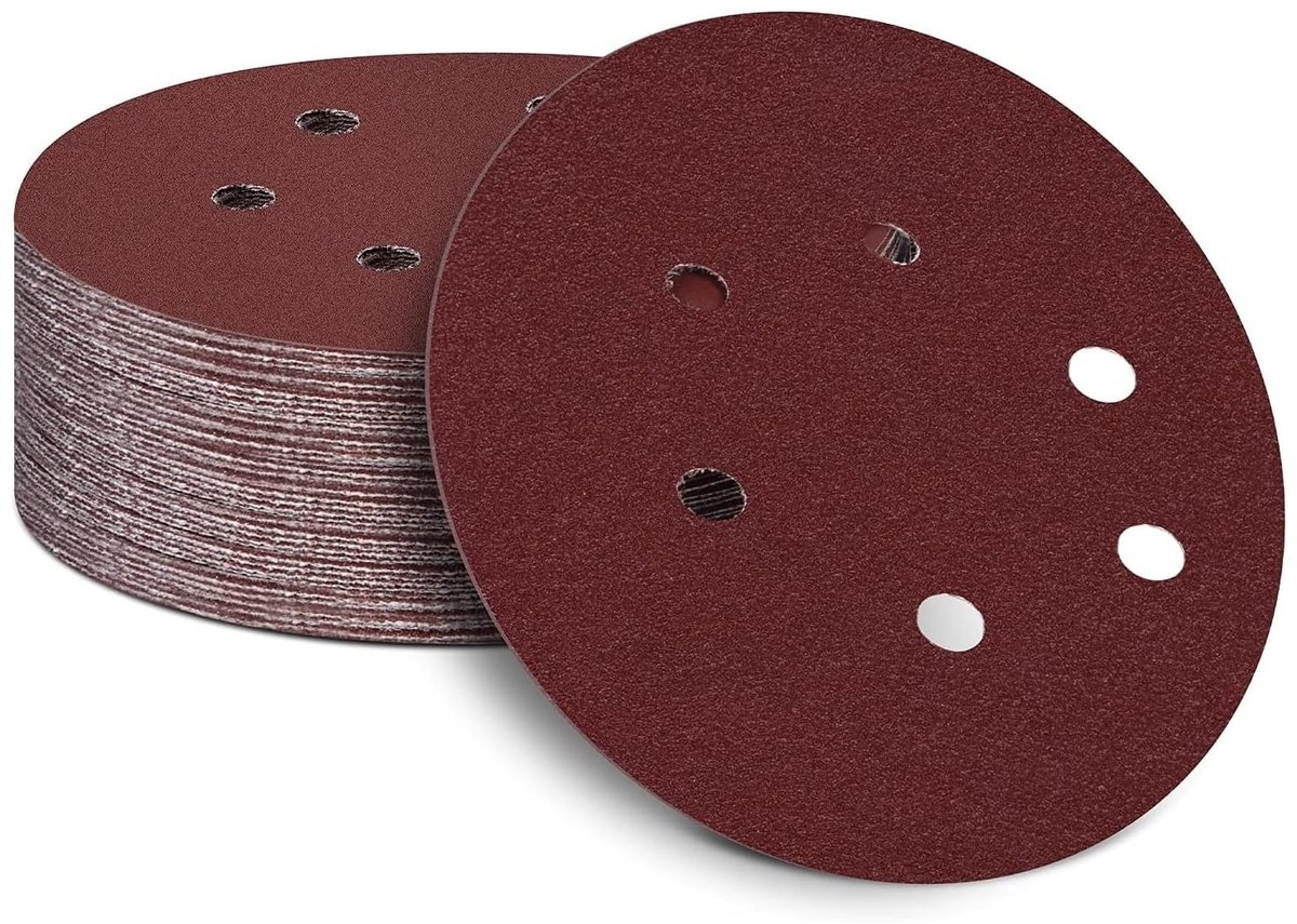 Elzusha - 25 Stuks 150mm Schuurdiscs 60 Grit voor Orbital Schuurmachines