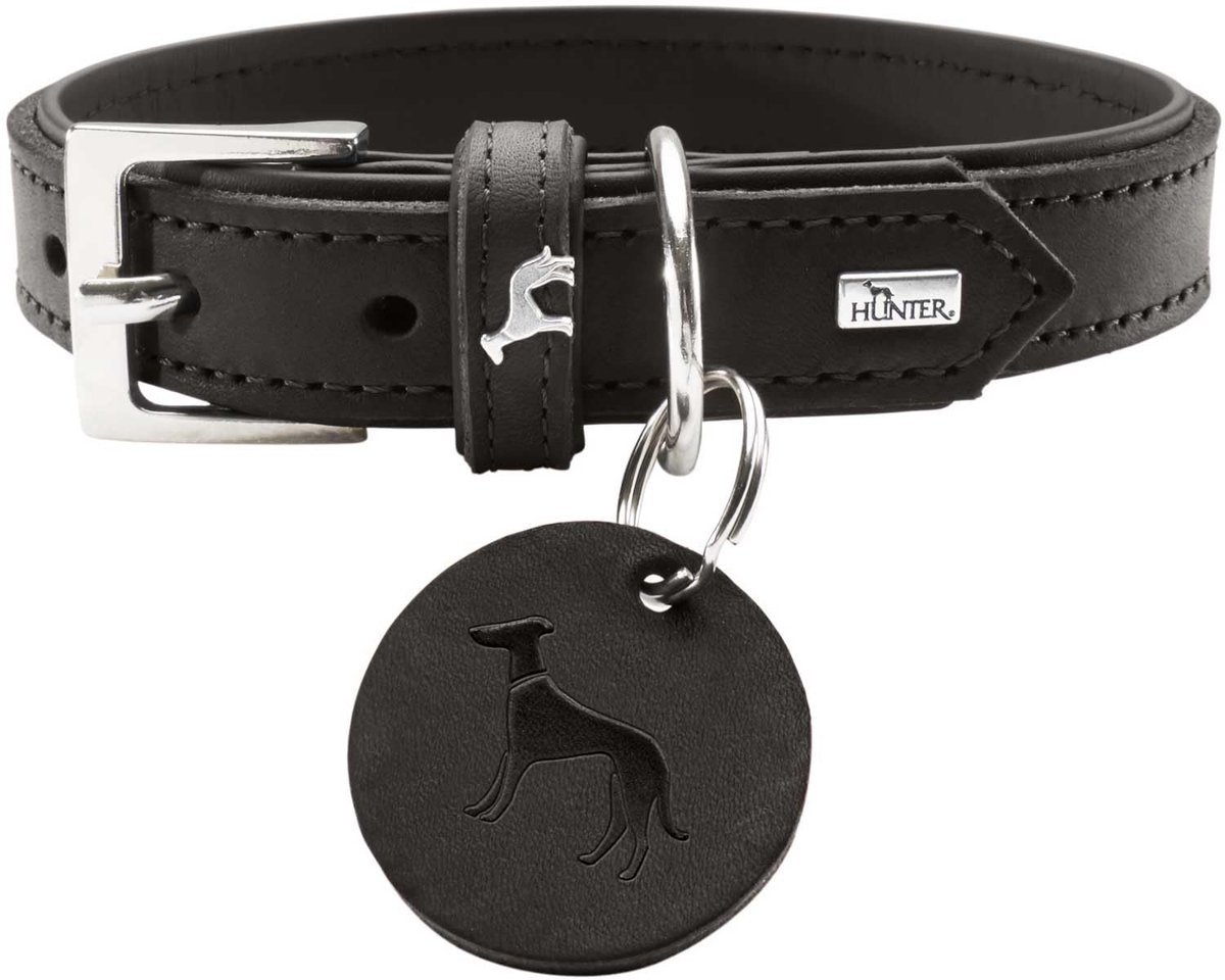 Elzusha - Luxe Leren Hondenhalsband met Sleutelhanger, Zwart