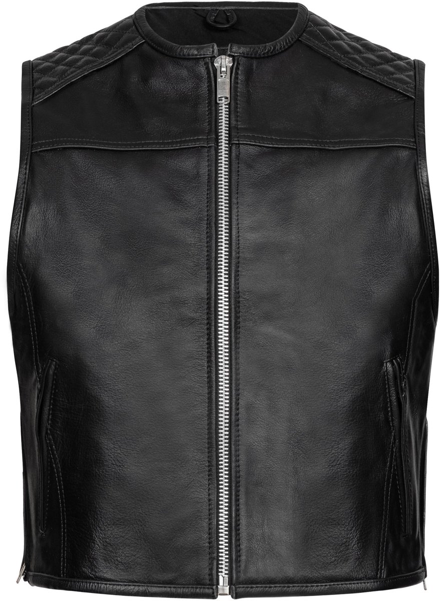 PAULGOS Leren Vest – Biker-model / Clubvest / Chopper-vest – 100% Echt Leer – BW9