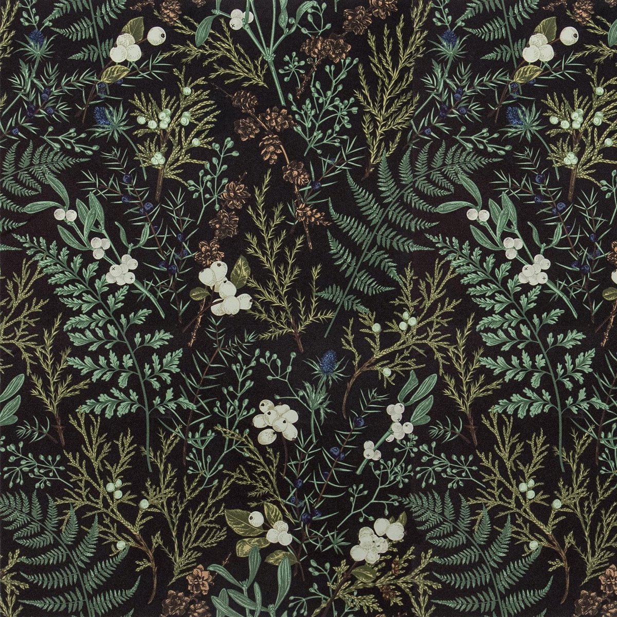 Elzusha - Botanisch Zelfklevend Behang Zwart Groen 45 cm x 3 m