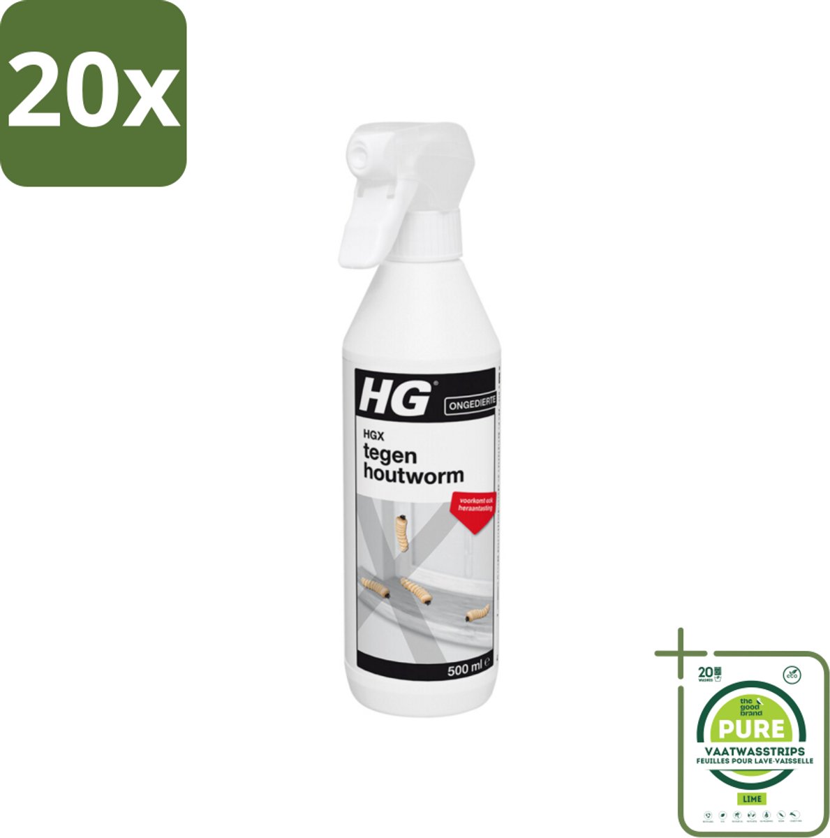 20 x HG X Tegen Houtworm 500 ml - Grootverpakking - Houtworm Bestrijding - Houtworm Spray - Hout Bescherming - Houtworm Preventie - Houtworm Behandeling