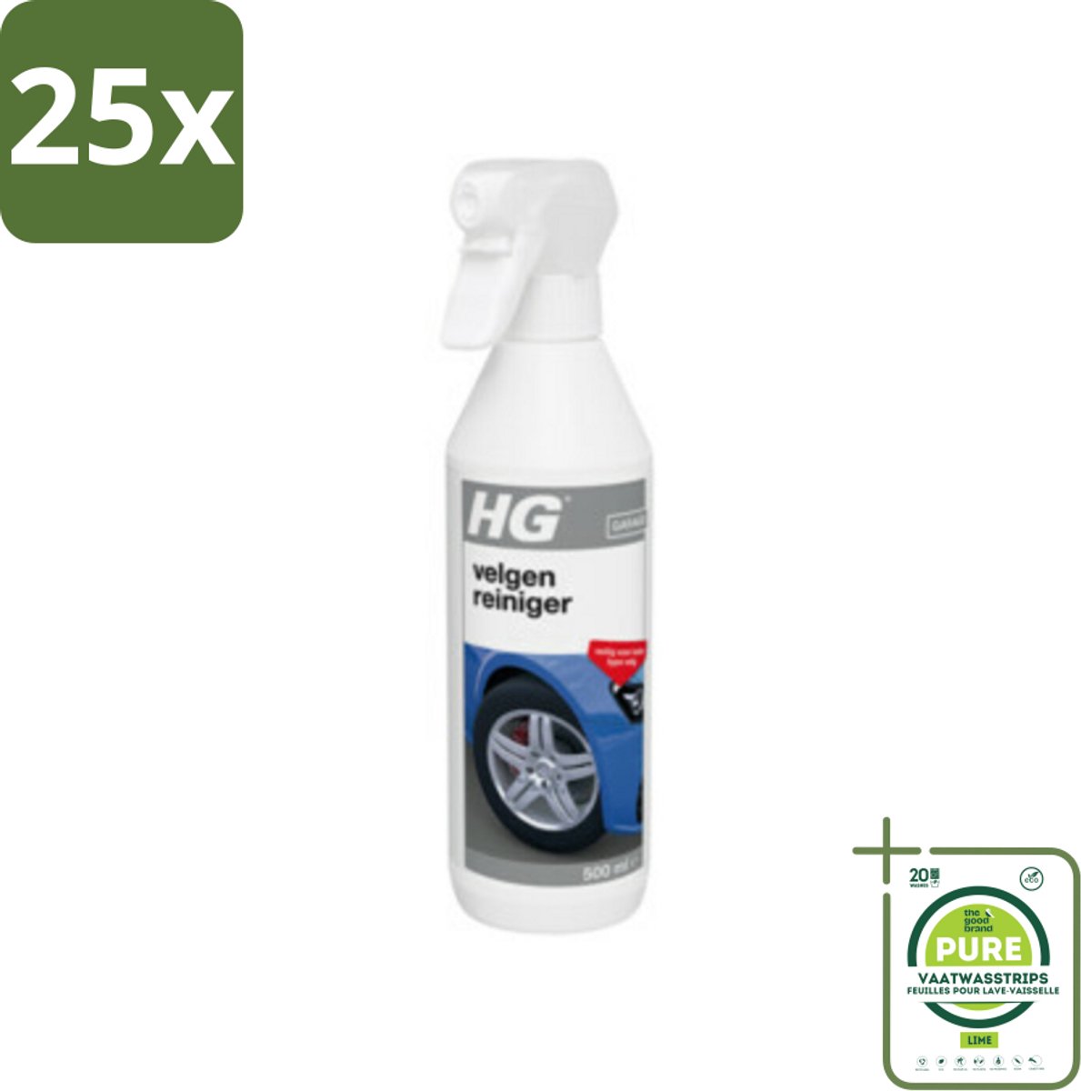 25 x HG Velgen Reiniger 500 ml - Grootverpakking - Velgenreiniger - Autovelgen Schoonmaken - Remvloeistof Verwijderen - Vuil Verwijderen - Vet Verwijderen