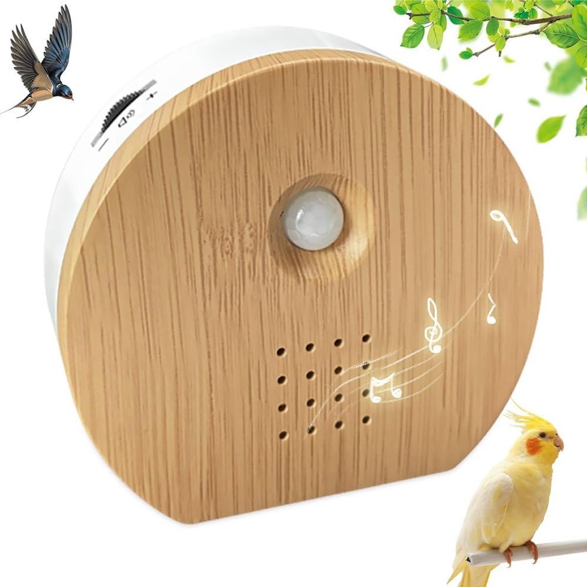 Natuur Geluiden Box - Vogelzang Geluidsbox - Ontspanning Thuis - Bewegingsdetector - 10 x 9 x 33 cm - Beige
