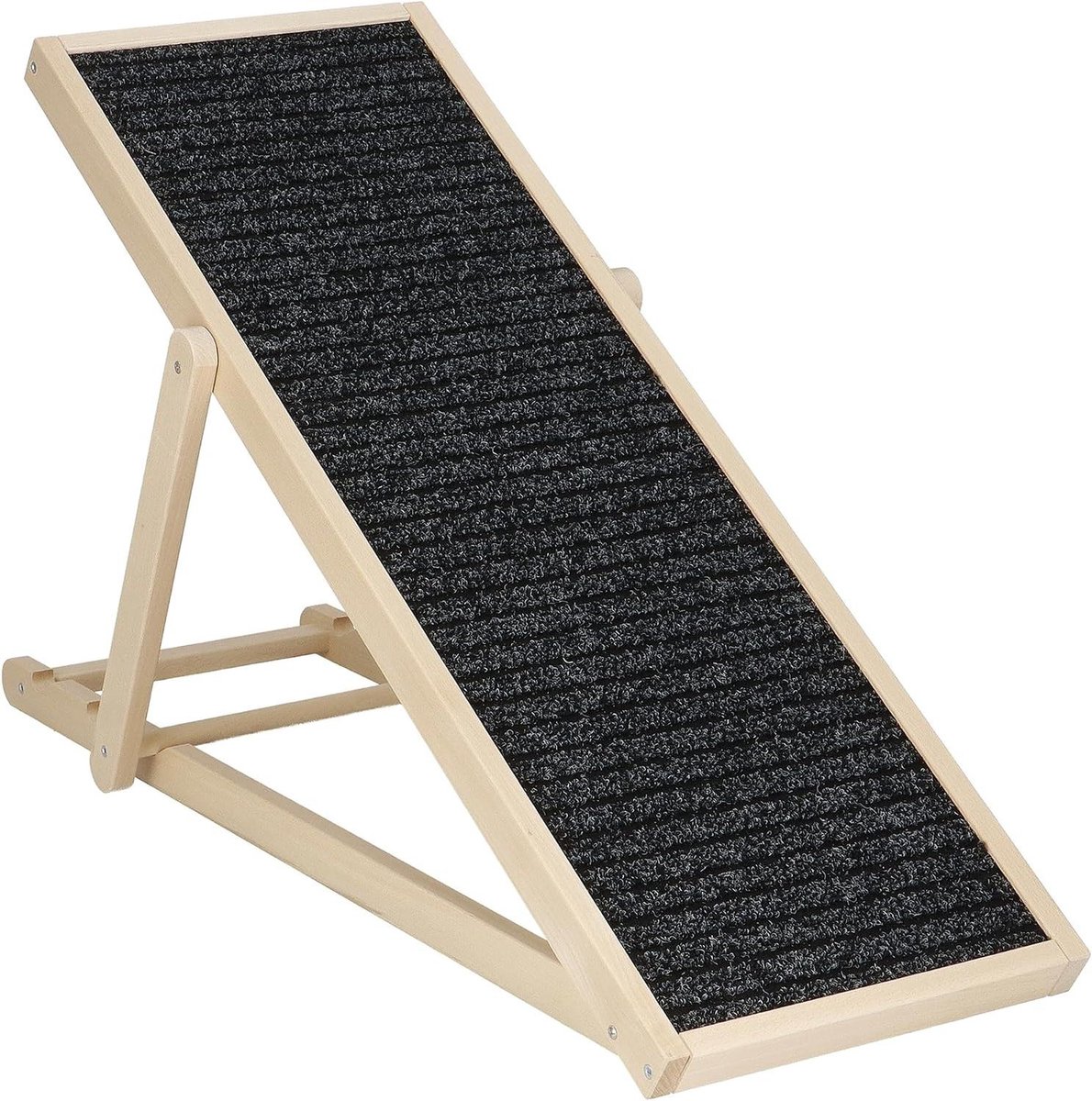 Hondenloopplank - Hondenhelling Opvouwbaar - Veilig Instappen - Verstelbare Hoogtes - 103cm Lengte - Zwart Hout