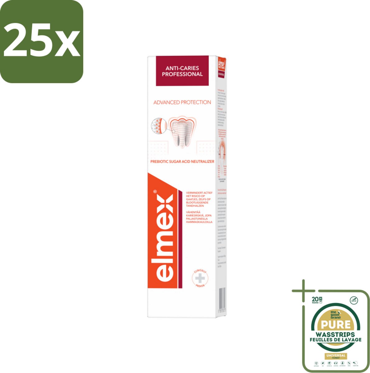 25 x Elmex Tandpasta Anti-Cariës Professional Advanced Protection 75 ml - Grootverpakking - Anti Cariës - Tandpasta - Gaatjes - Suikerzuur Neutralisator - Plaque