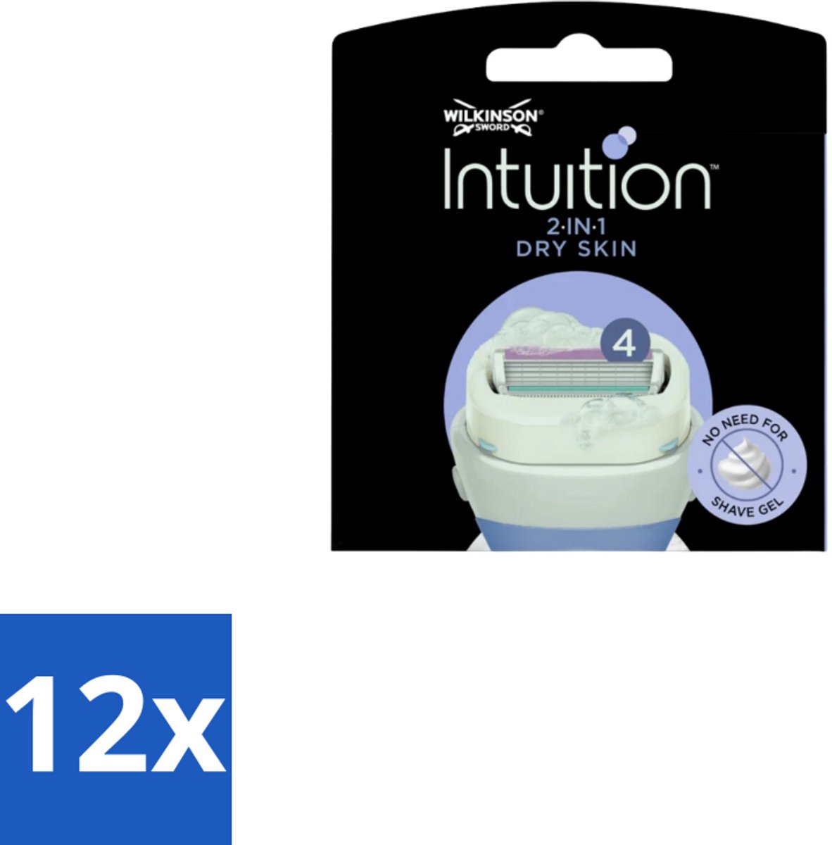 Wilkinson Intuition 2 in 1 Navulmesjes Dry Skin 3 stuks per verpakking - Voordeelverpakking - 12 stuks