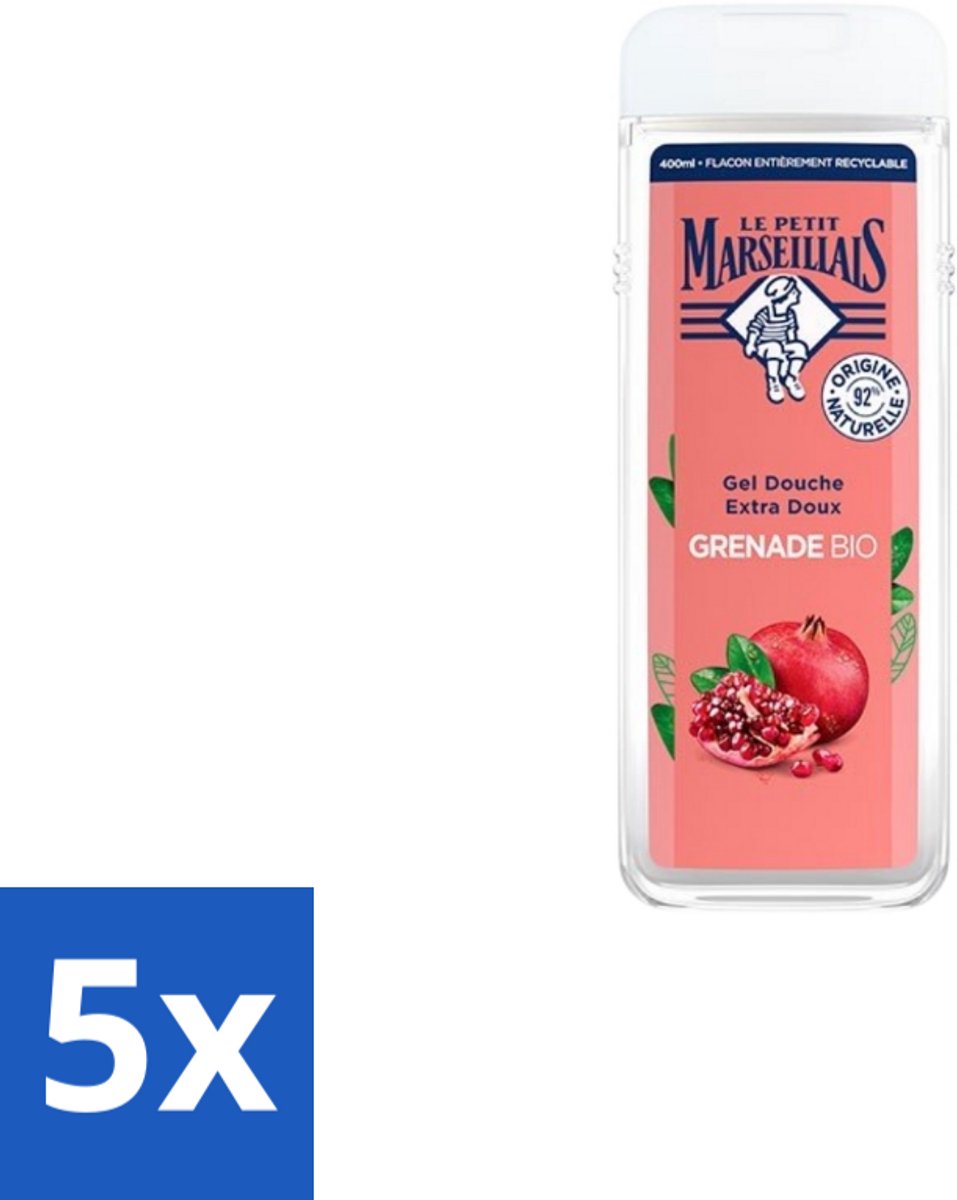 Le Petit Marseillais – Douchegel – Grenade Bio – 400 ml - Bulkverpakking - 5 stuks