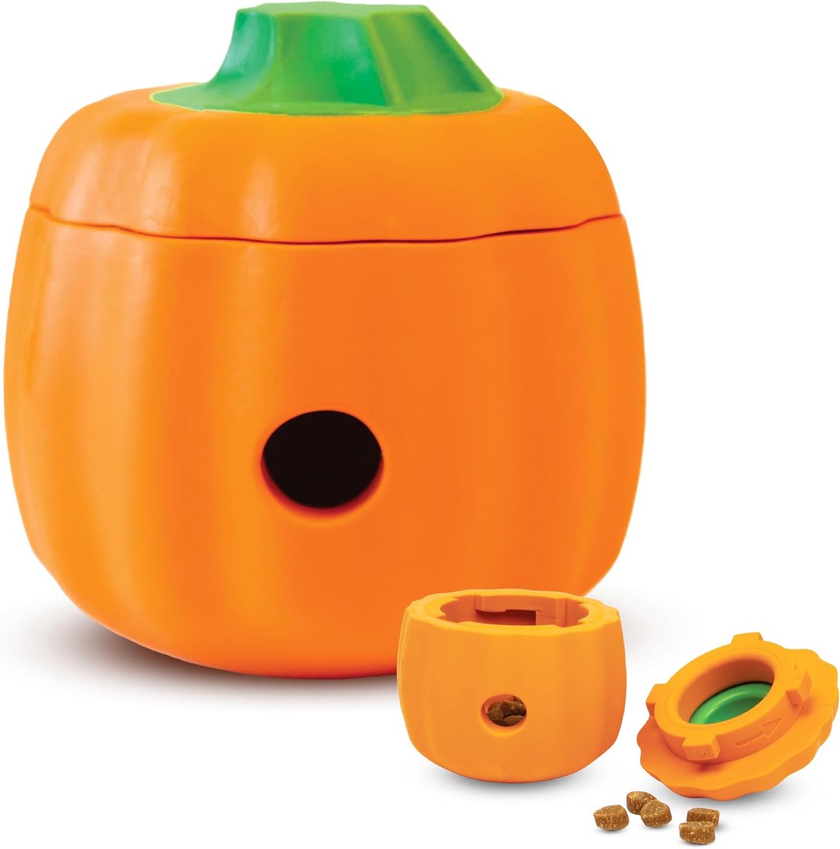 Brightkins Tough & Tumble Pompoen Hondenspeeltje – 2-delige Traktatie Dispenser – Slow Feeder & Puzzel – Oranje