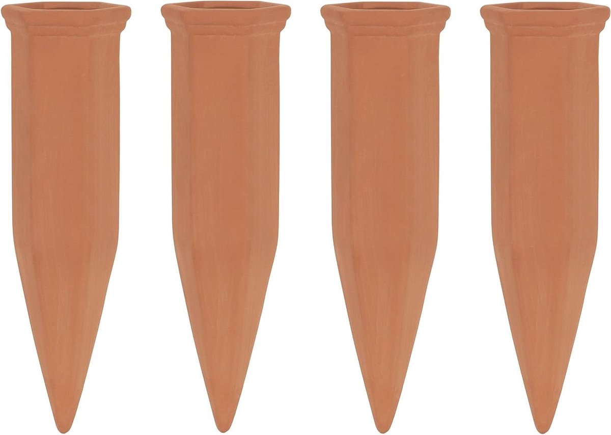 Druppelsysteem Planten - Watergevers Set - Planten Verzorgen - Natuurlijk Aardewerk - 4 Stuks - Terracotta