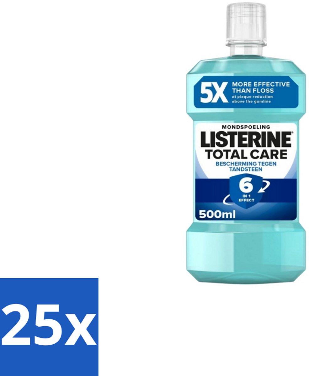 25 x Listerine – Mondwater – Total Care Bescherming Tegen Tandsteen – 500 ml - Tandsteen - Tandplak - Mondspoeling - Mondhygiëne - Tandvleesproblemen