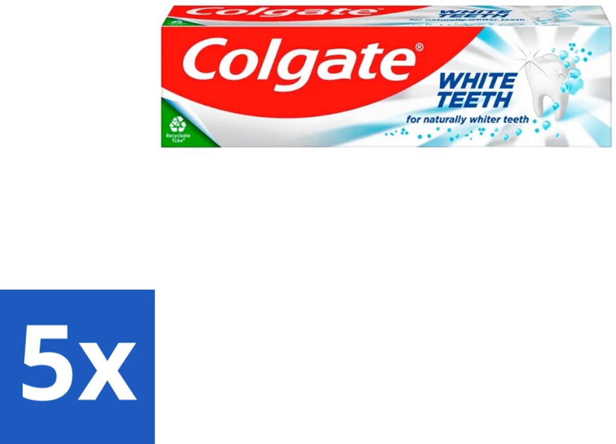 5 x Colgate – Tandpasta – White Teeth – 75 ml - Tandpasta - Witte Tanden - Wittere Tanden - Tanden Reinigen - Tandenborstel