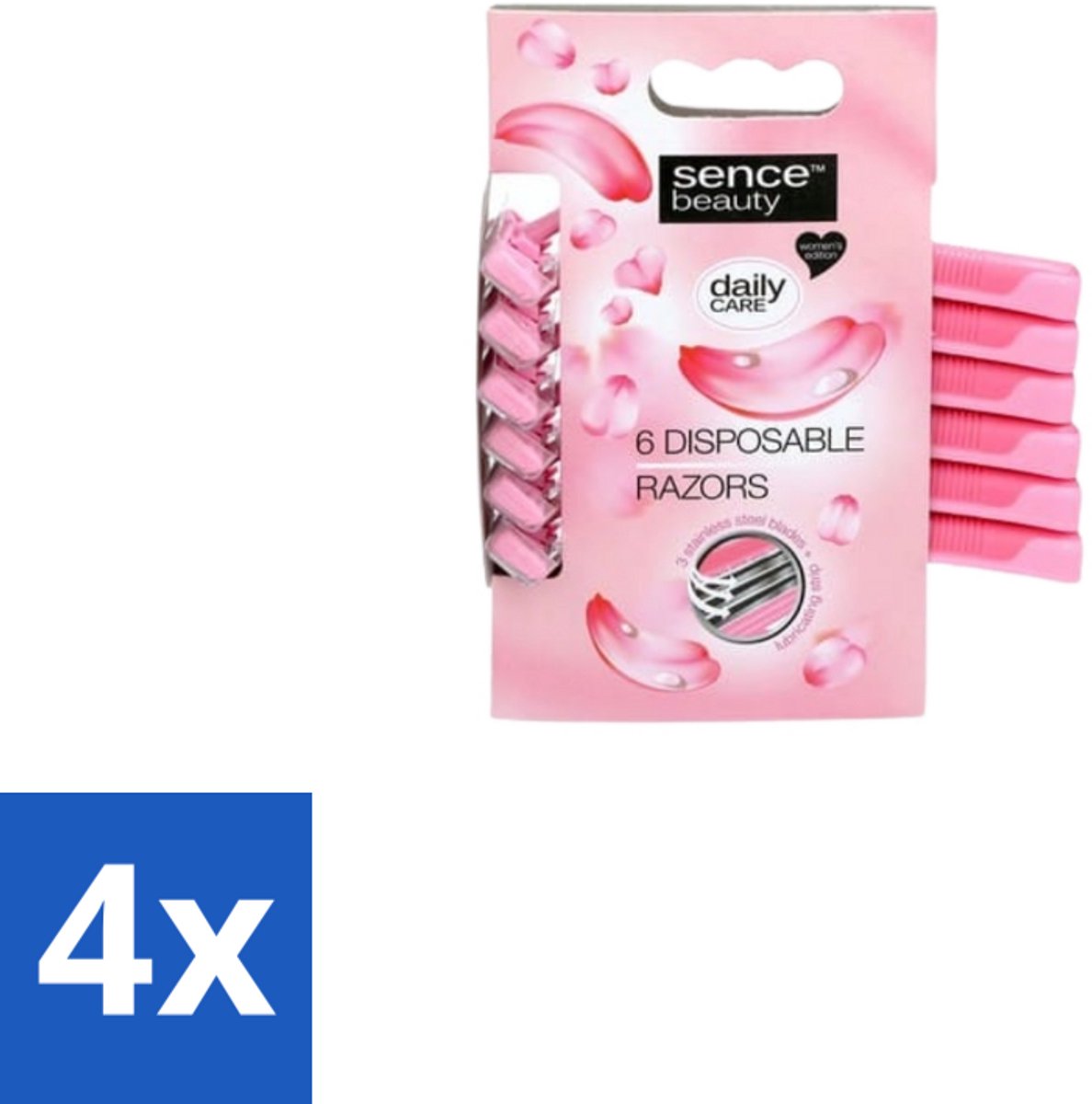 4 x Sence – Wegwerpscheermes – Glad Scheren – Comfort Grip – 6 Wegwerpscheermes - Scheermesje - Scheermes - Bikini Lijn - Benen Scheren - Oksels Scheren