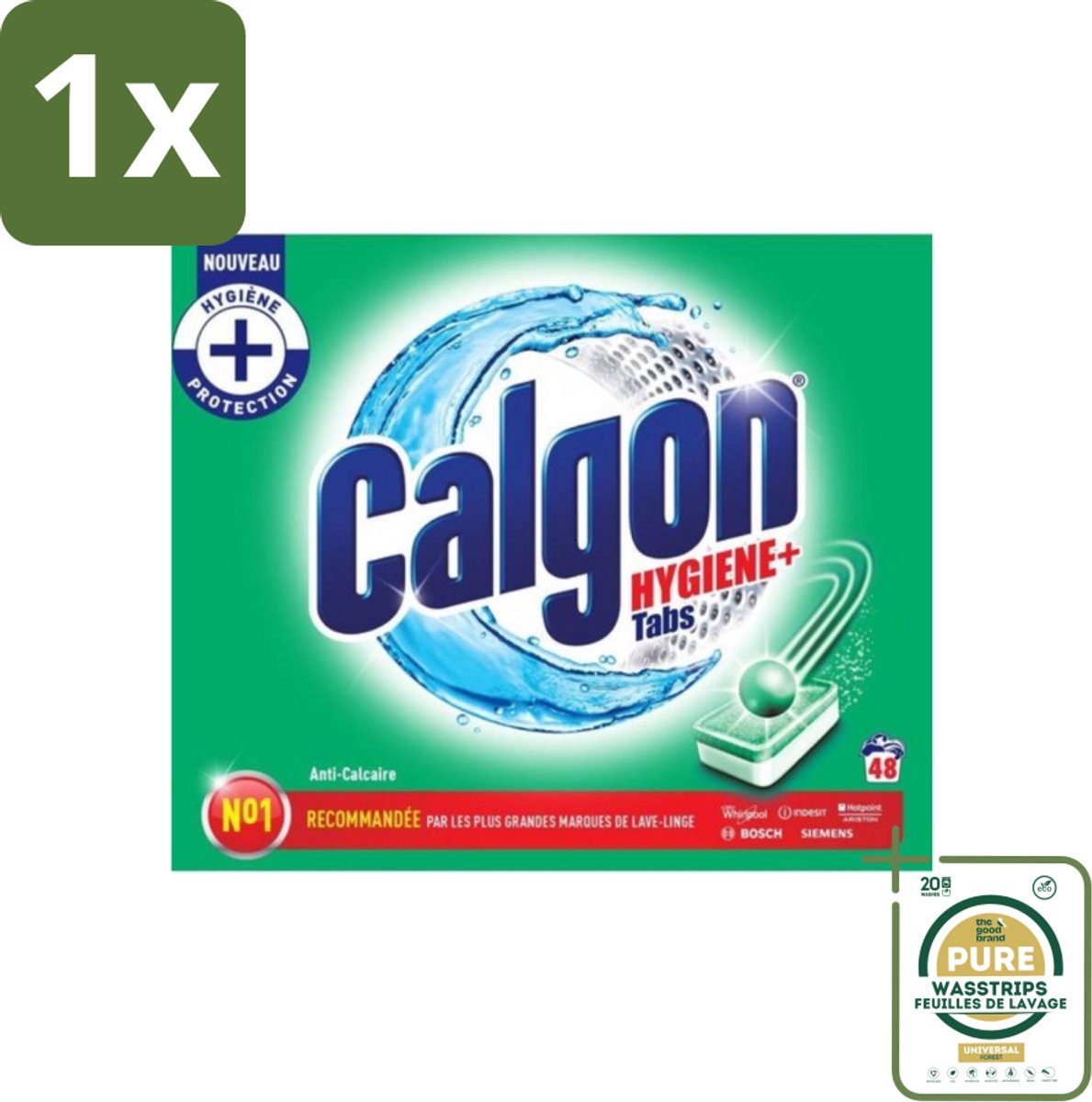 1 x Calgon - Wasmachinereiniger - Tegen Kalkaanslag - 48 Tabletten- Wasmachine Reinigen - Kalkafzetten - Wasmachine Beschermen - Wasmachine Onderhoud - Wasmachine Tabletten