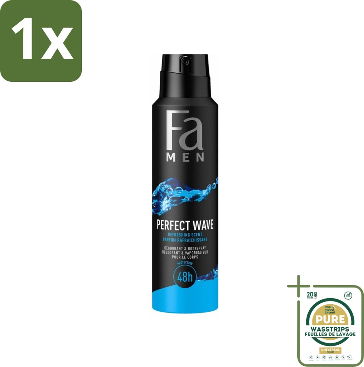 1 x Fa Men - Perfect Wave - Deodorant Spray - Verfrissende Geur - 150 ml- Deodorant Spray - Frisse Geur - Aquatisch - Lichaamsgeur - Zweetblokkerend