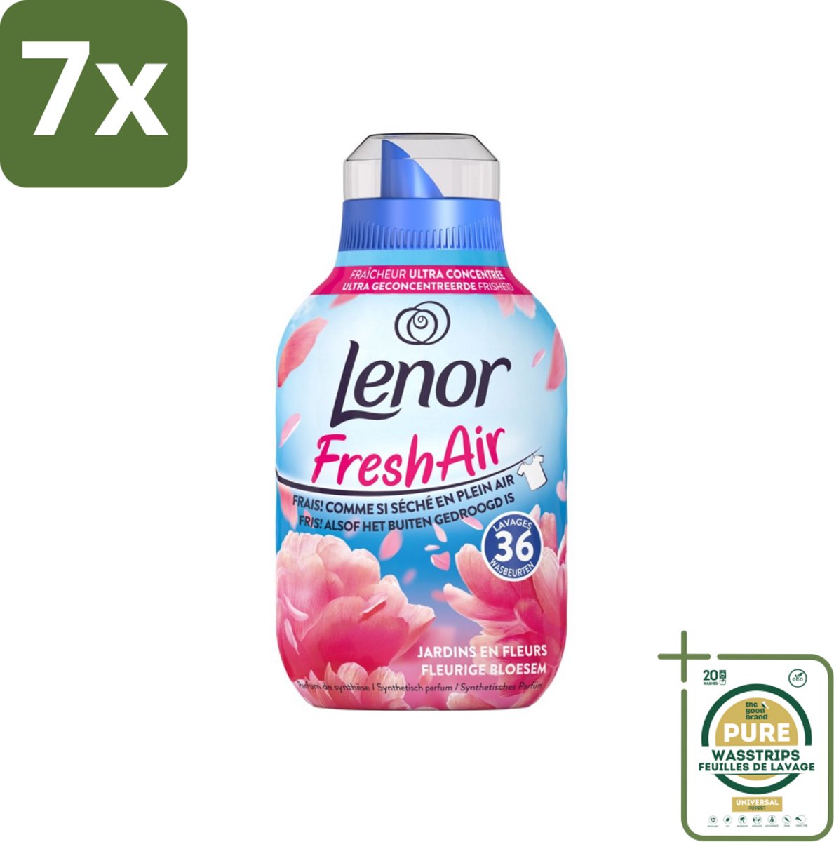 7 x Lenor - Wasverzachter - Fresh Air - Fleurige Bloesem - 36 Wasbeurten - Grootverpakking - Wasverzachter - Frisheid - Buiten Gedroogd Was - Bloemige Geur - Wasgoed