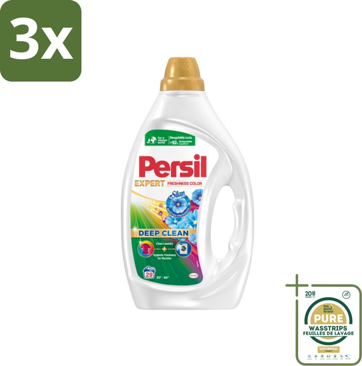 3 x Persil Wasmiddel Gel 29 Wasbeurten Gekleurde was Freshness by Silan 1,305 liter - Grootverpakking - Gekleurde Was - Vloeibaar Wasmiddel - Freshness By Silan - Wasbeurten - Hygiënische Frisheid
