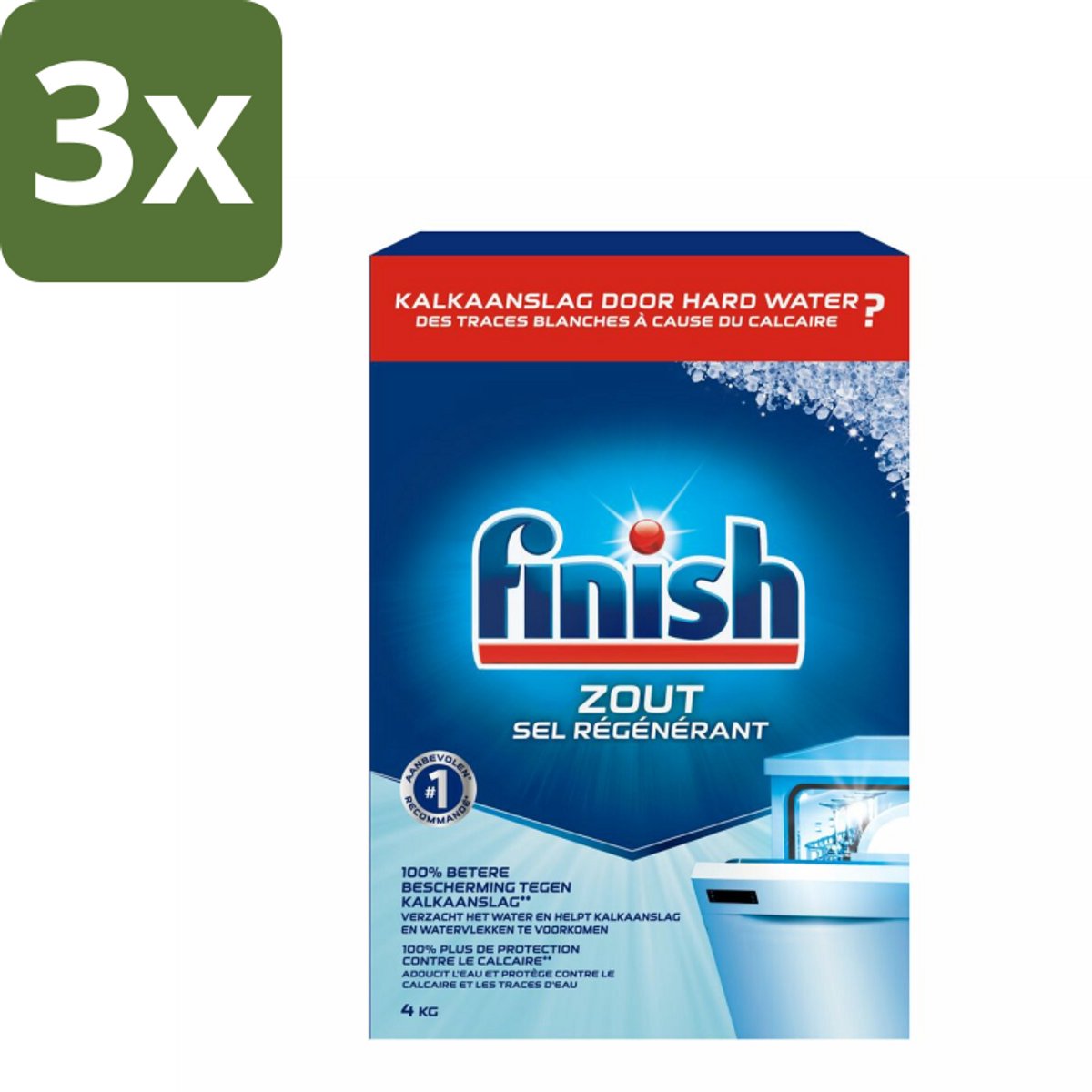 3 x Finish Vaatwasmachine Zout 4 kg - Vaatwasmachine Zout - Kalkvoorkomend - Vaatwasmachine Bescherming - Kalkaanslag Voorkomen - Vaatwasmachine Filter Bescherming