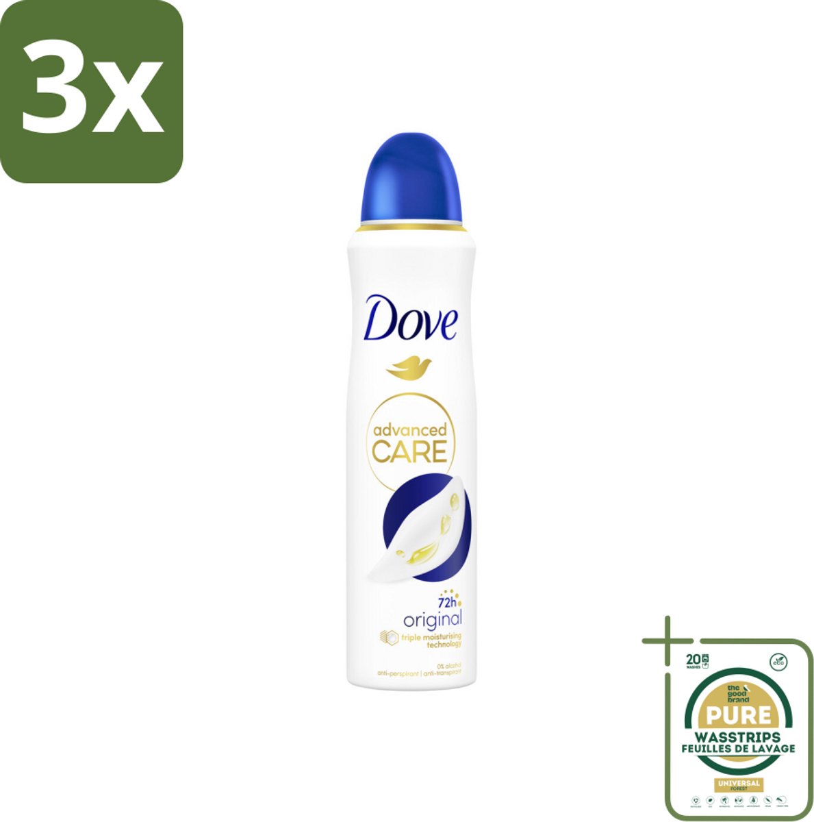 3 x Dove – Deodorant Spray – Original – 150 ml - Grootverpakking - Anti-transpirant Spray - Deodorant Spray - Anti-transpirant - Deodorant - Okselbescherming