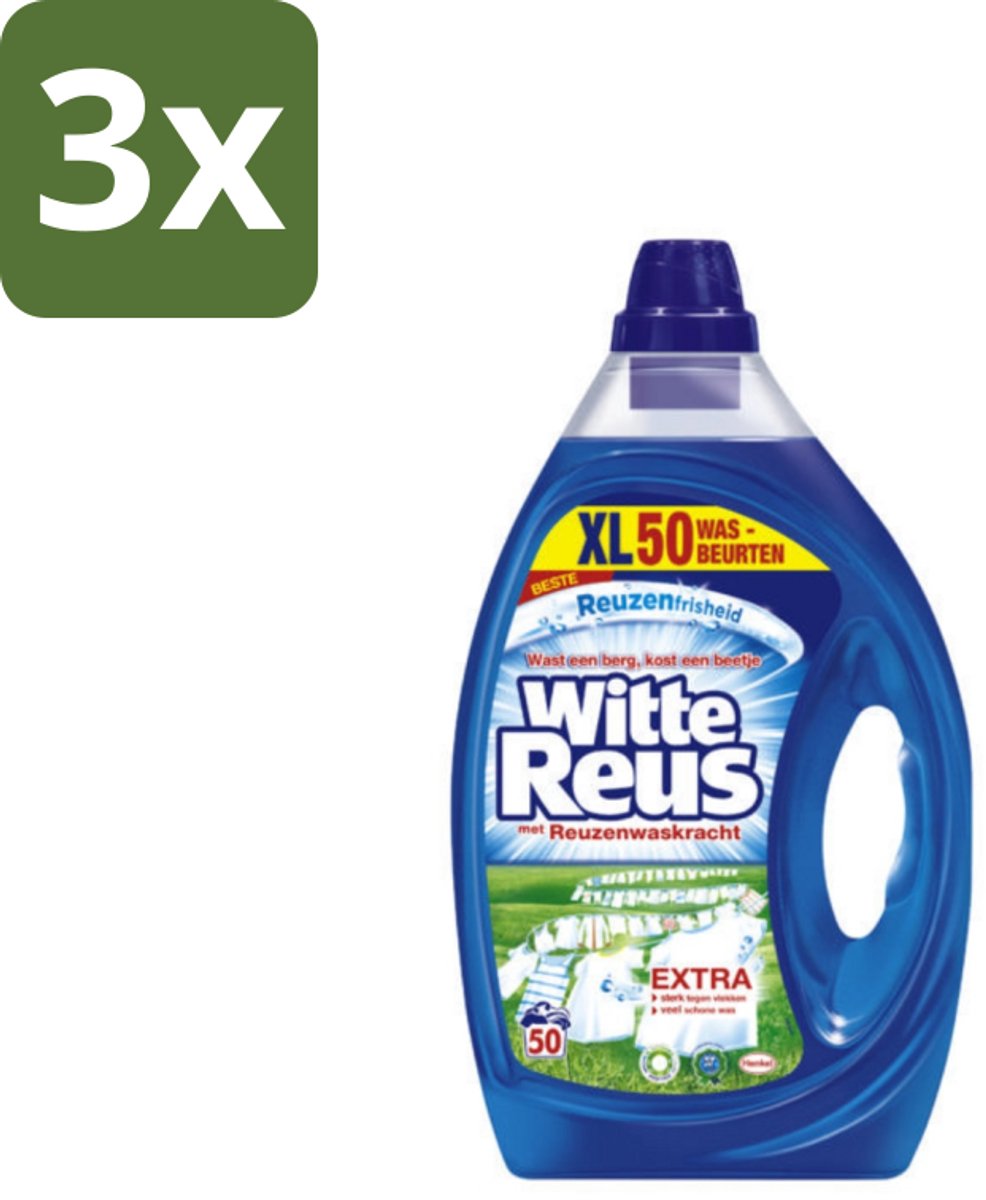 3 x Witte Reus - Vloeibaar Wasmiddel - 50 Wasbeurten - Wasmiddel - Vloeibaar Wasmiddel - Wasbeurten - Schoonmaak - Reiniging