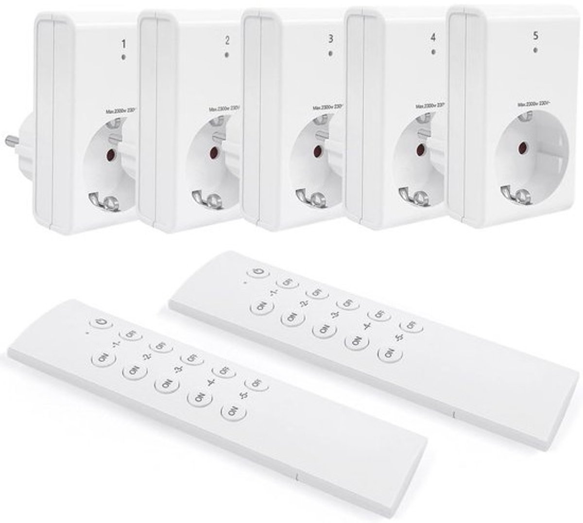 Draadloze Stopcontacten met Afstandsbediening - Set van 5 Stopcontacten voor Huishoudelijke Apparaten en Kerstverlichting, 30 m Bereik, Programmeerbaar