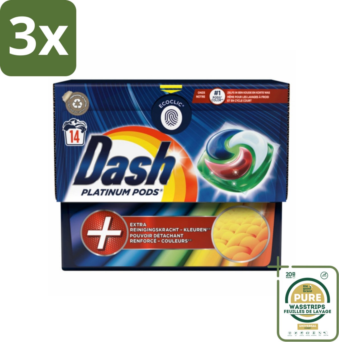 3 x Dash Platinum - Wasmiddel Capsules - Gekleurde Was - 14 Wasbeurten - Grootverpakking - Gekleurde Was - Wasbeurten - Vlekverwijdering - Wasmiddel - Wascapsules