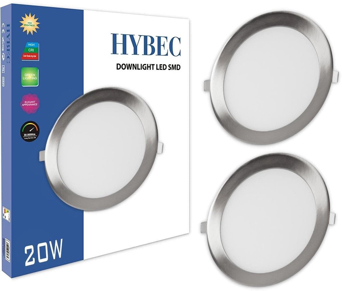 Elzusha - Set van 2 LED Inbouwlampen, 20W Koud Licht