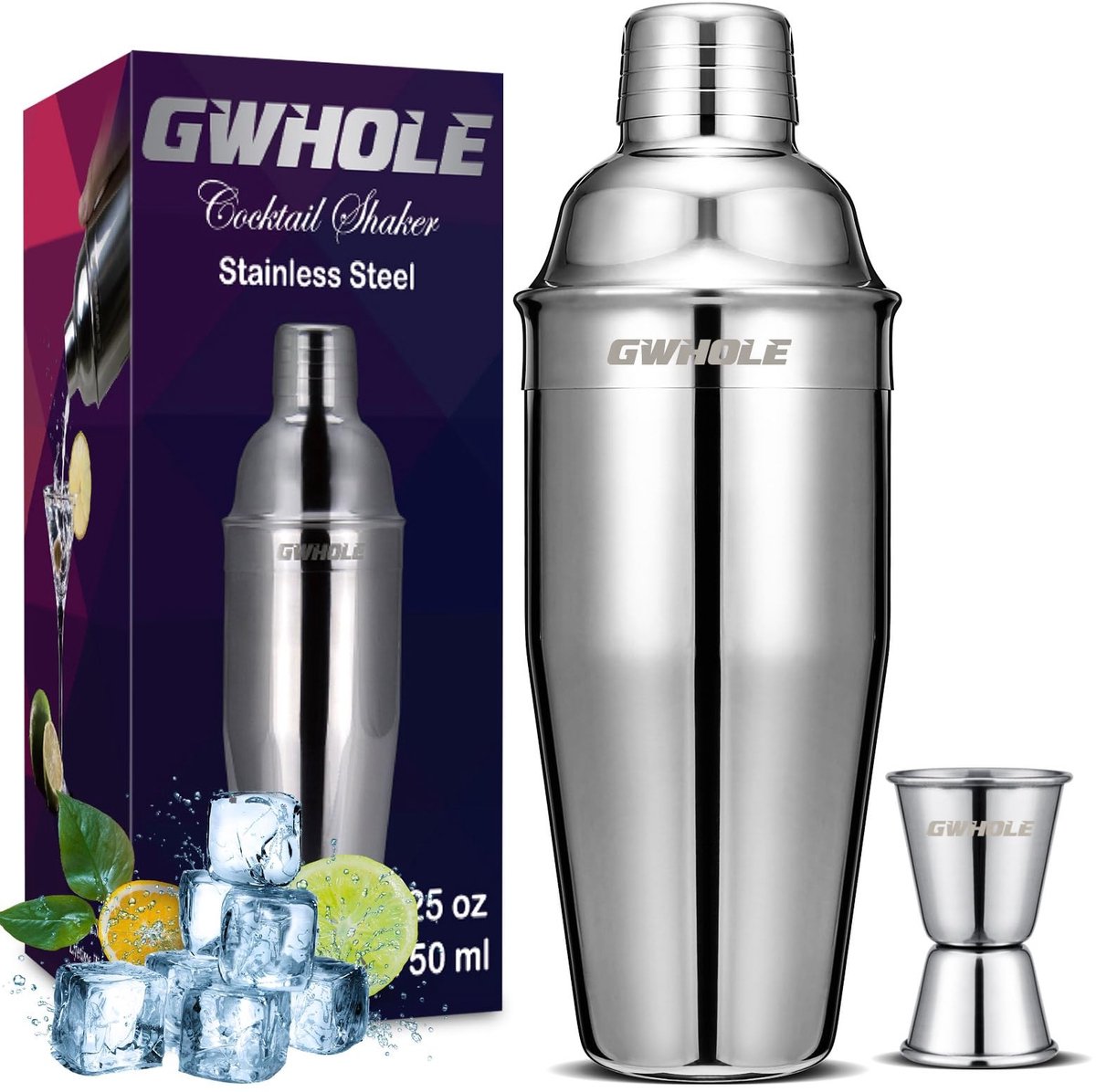 Elzusha - Cocktailshaker Set van 3 met Recepten