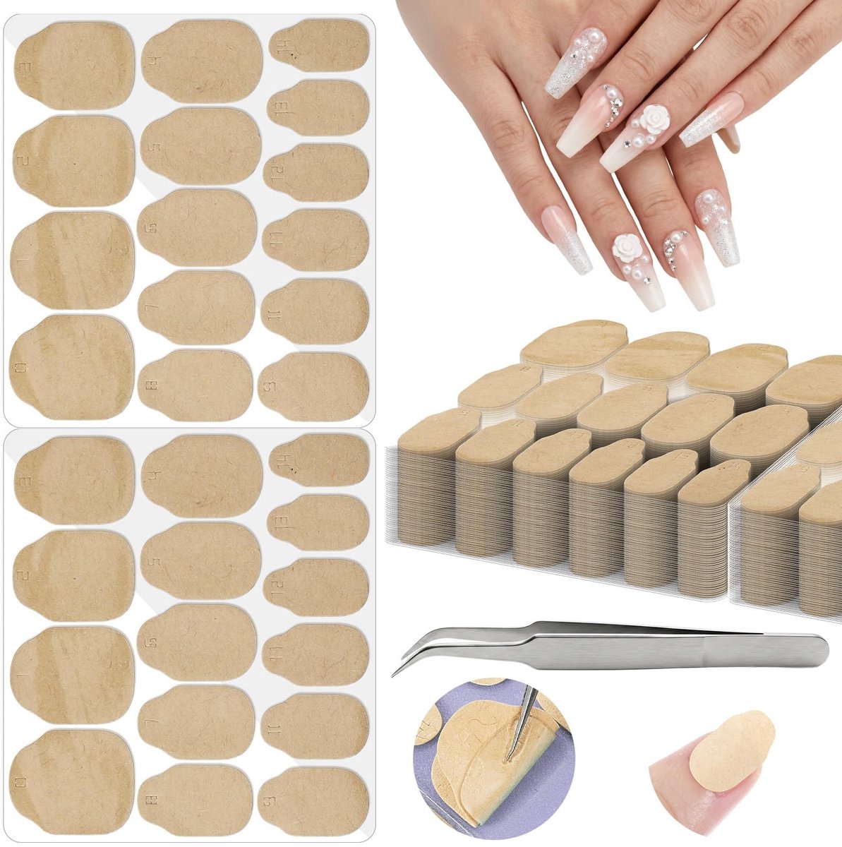 Elzusha - Set van 600 Zelfklevende Nagel Pads voor DIY Manicure