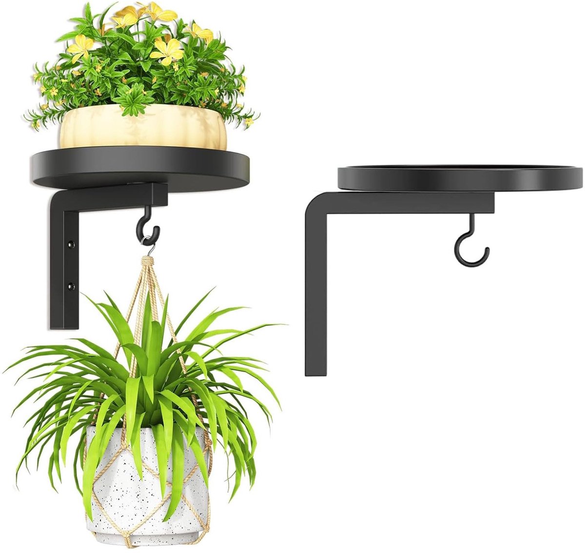 Elzusha - Metalen Plantstandaard voor Binnen met Haken, Zwart