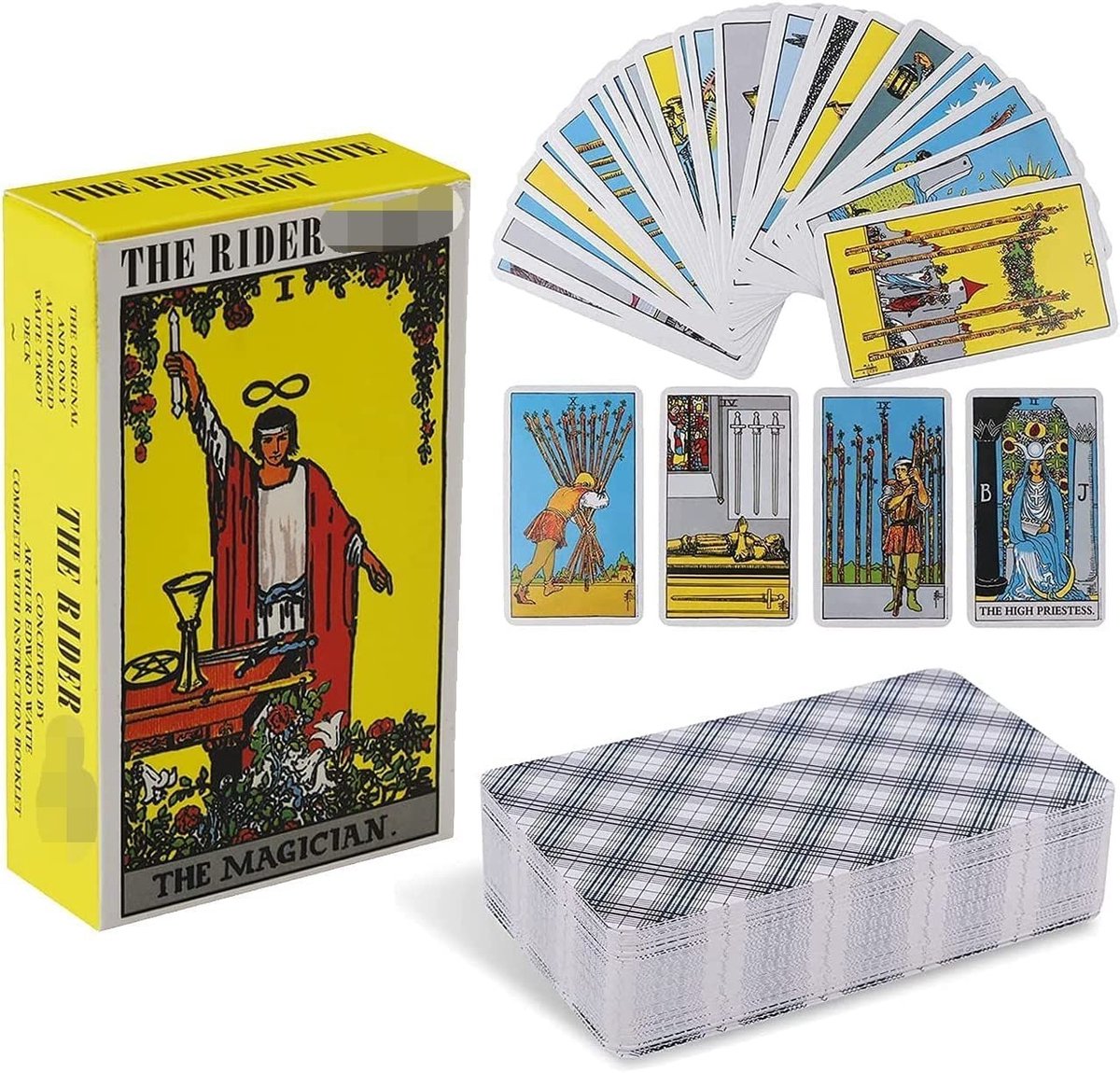 Elzusha- Tarotkaarten 78 Stuks - Tarot Deck - Rider-Waite Tarot - Inzichtkaarten - Set met Kleurrijke Doos - Voor Beginners - Afmetingen 10,3 x 6 x 3 cm - Tarotdeck