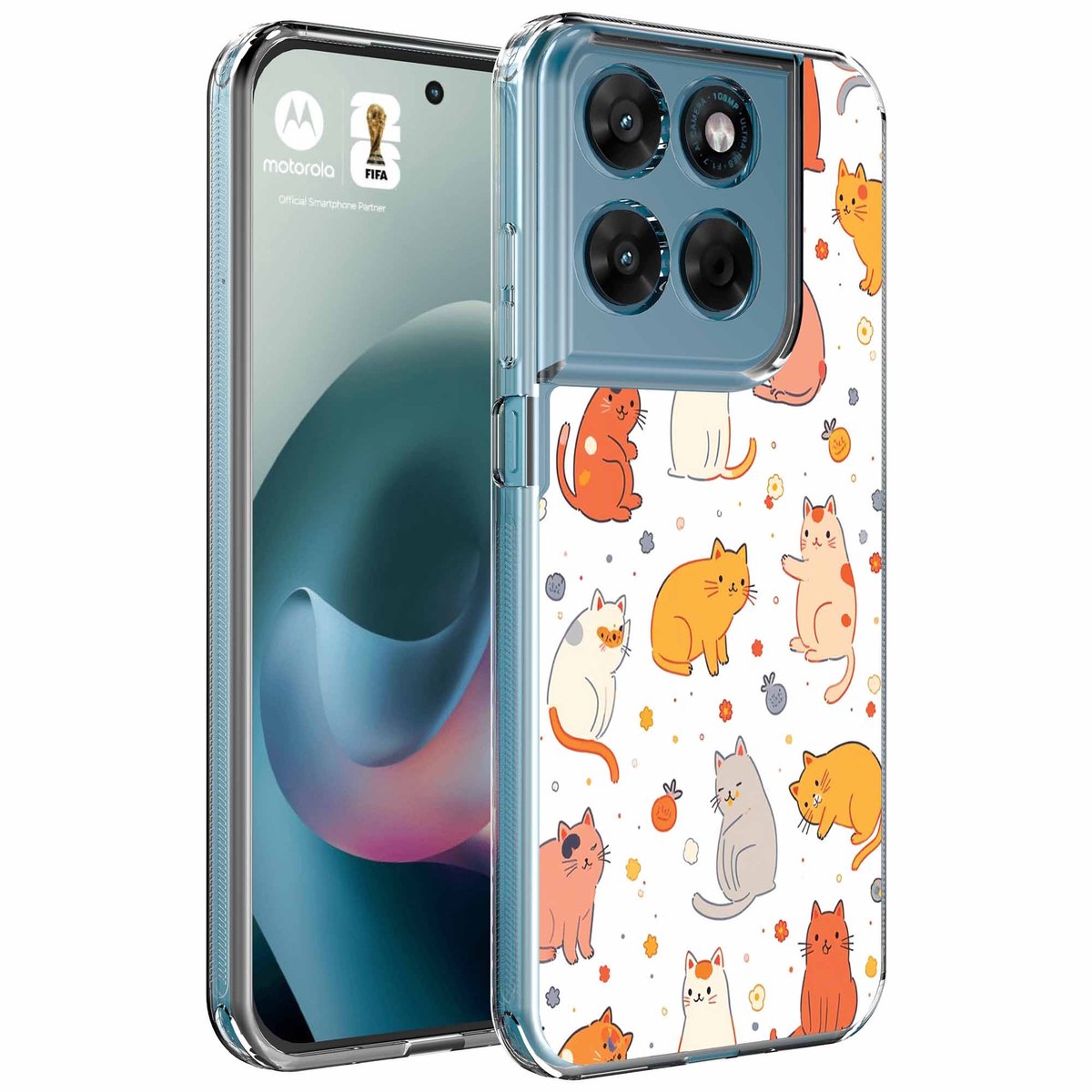 Smartphonica Geschikt voor Motorola Moto G77 Telefoonhoesje met Poezen opdruk opdruk - Draadloos op te laden - Shockproof Siliconen TPU Strong Case - Sterk Schokbestendig Telefoonhoesje geschikt voor Motorola Moto G77