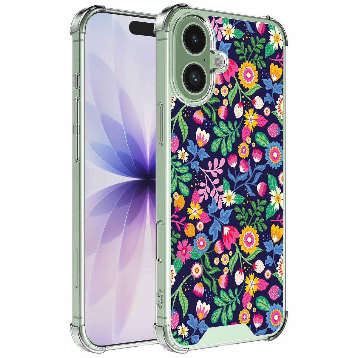 Smartphonica Geschikt voor iPhone 17 Telefoonhoesje met Bloemen opdruk - Draadloos op te laden - Shockproof Siliconen TPU Strong Case - Sterk Schokbestendig Telefoonhoesje geschikt voor iPhone 17