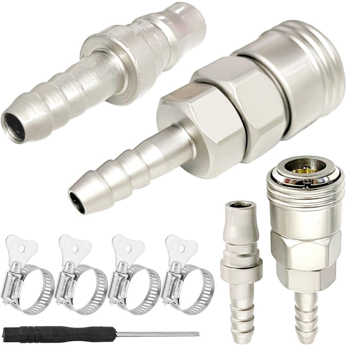 HAAMNING7 Gas Hose Connector Quick Release Copper Nozzle Coupling Male Female 8mm Socket voor Motorhomes Caravans BBQ - ShopVlot