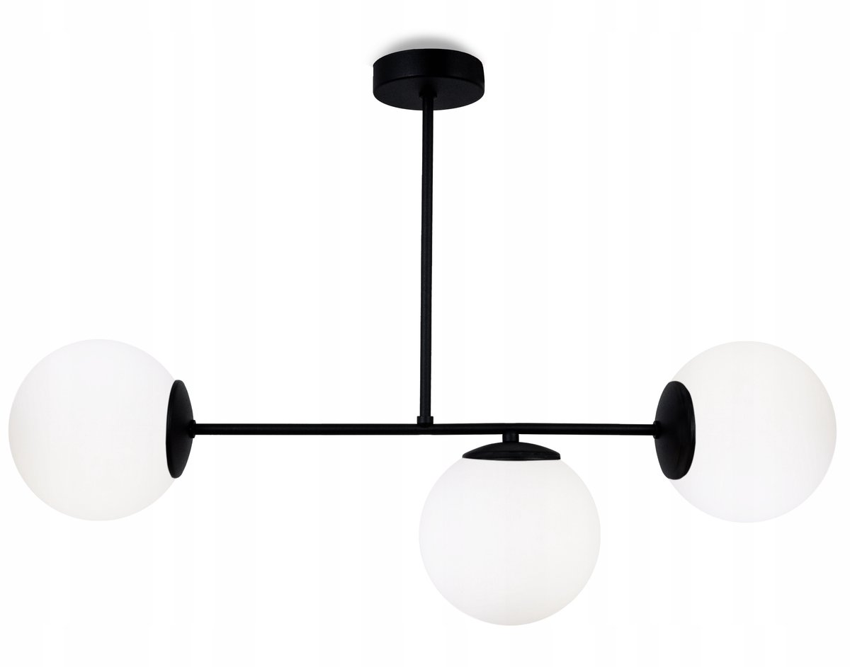 Hanglamp Loft Glamour 3x E14 Glas Wit Zwart