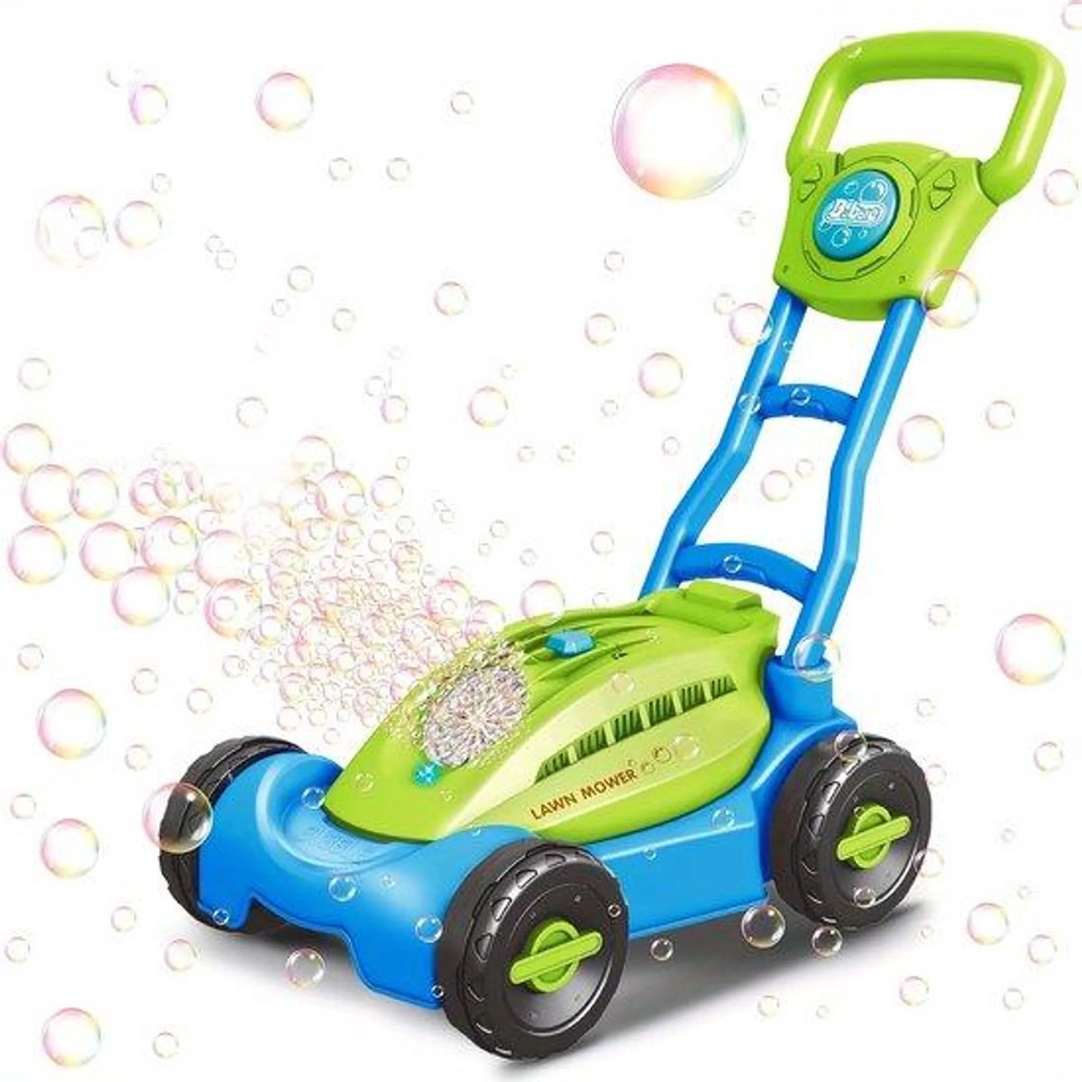 casalora - Bellenblazende grasmaaier speelgoed – Bellen grasmaaier – bellenblazend duwspeelgoed voor kinderen, bellenspuitmachine, buitenspeelgoed voor peuters, elektronische bellenblazer - Groen