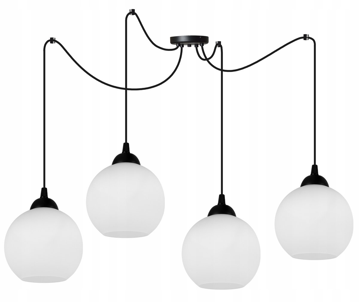 Hanglamp Spider Eliza met glazen bollen, modern design, 4xE27