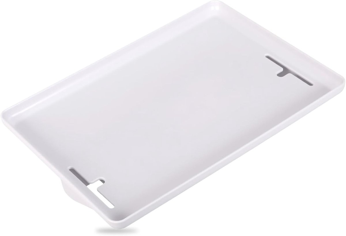 Dubbelzijdige nachttafel, plastic bedplank voor ophangen, 32 x 23 x 5.5 cm, multifunctionele bedplank voor bedden, banken en ramen, wit, ruimtebesparend en praktisch