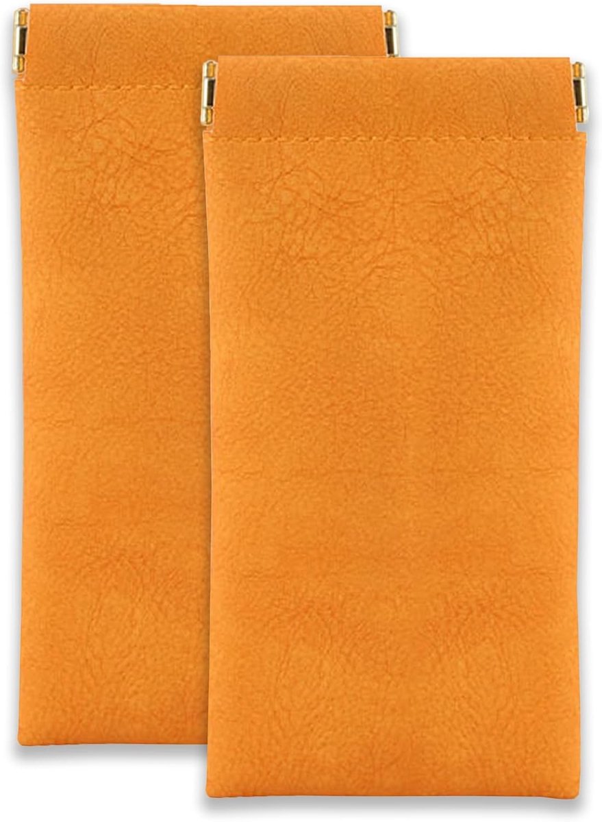 Premium Leren Opbergtas voor Zonnebrillen en Bril met Squeeze Sluiting - 2 Stuks, Ideaal voor Reis en Bescherming
