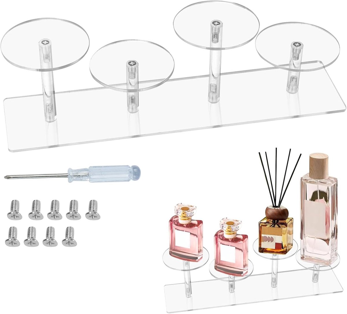 Transparante Acryl Display Riser voor Parfum en Cosmetica, Stepped Riser voor Collectibles en Accessoires, 1 Stuk