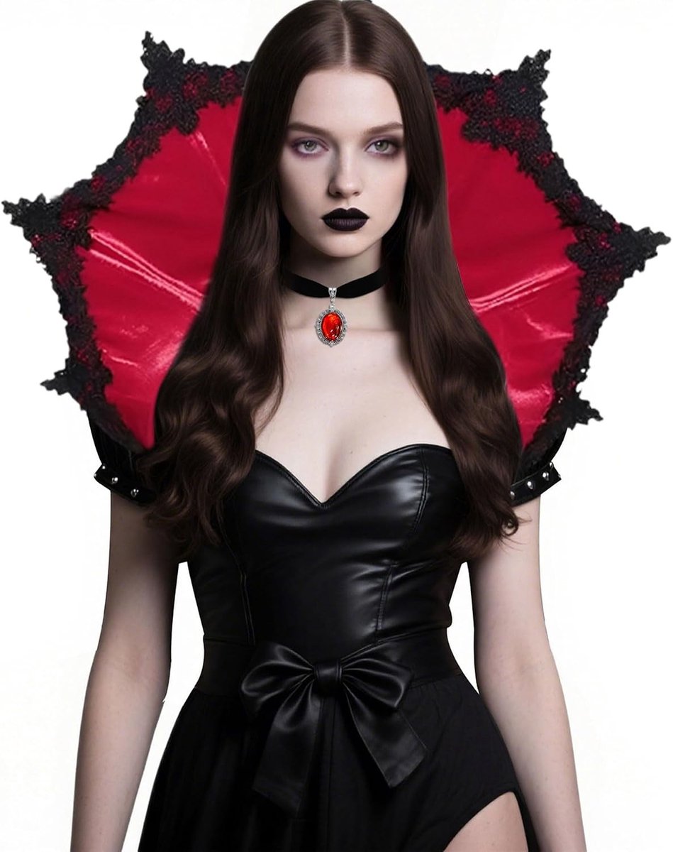 Victoriaanse kraag voor dames, gothic staande vampierkraag voor Halloween en masquerade cosplay accessoires