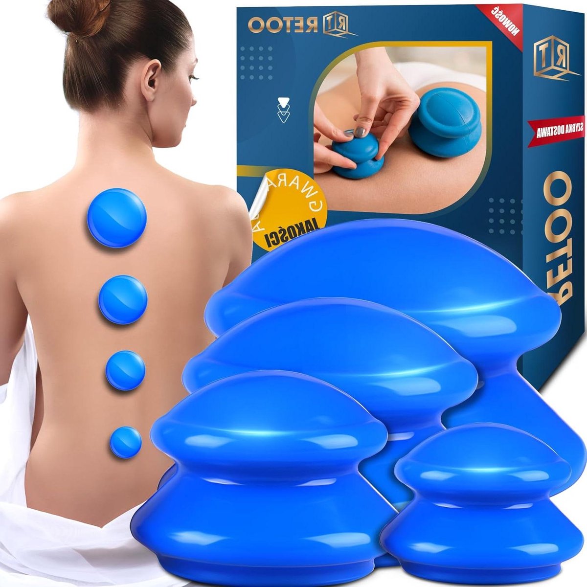Massage zuignappen - Cupping set - Spierontspanning therapie - Verschillende maten - 4 stuks - Blauw