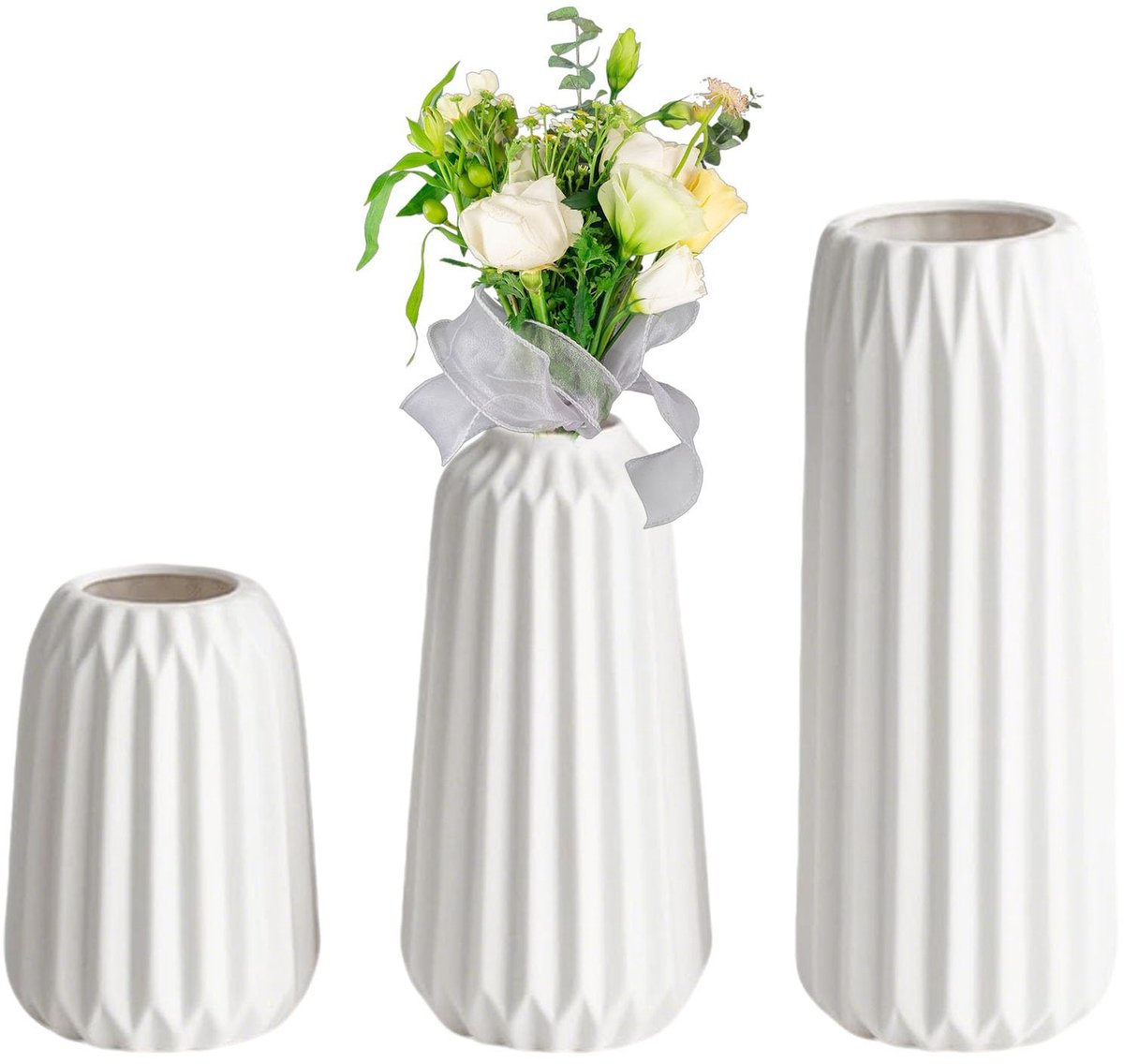 Solidchoice - Set van 3 Keramische Vazen voor Huisdecoratie