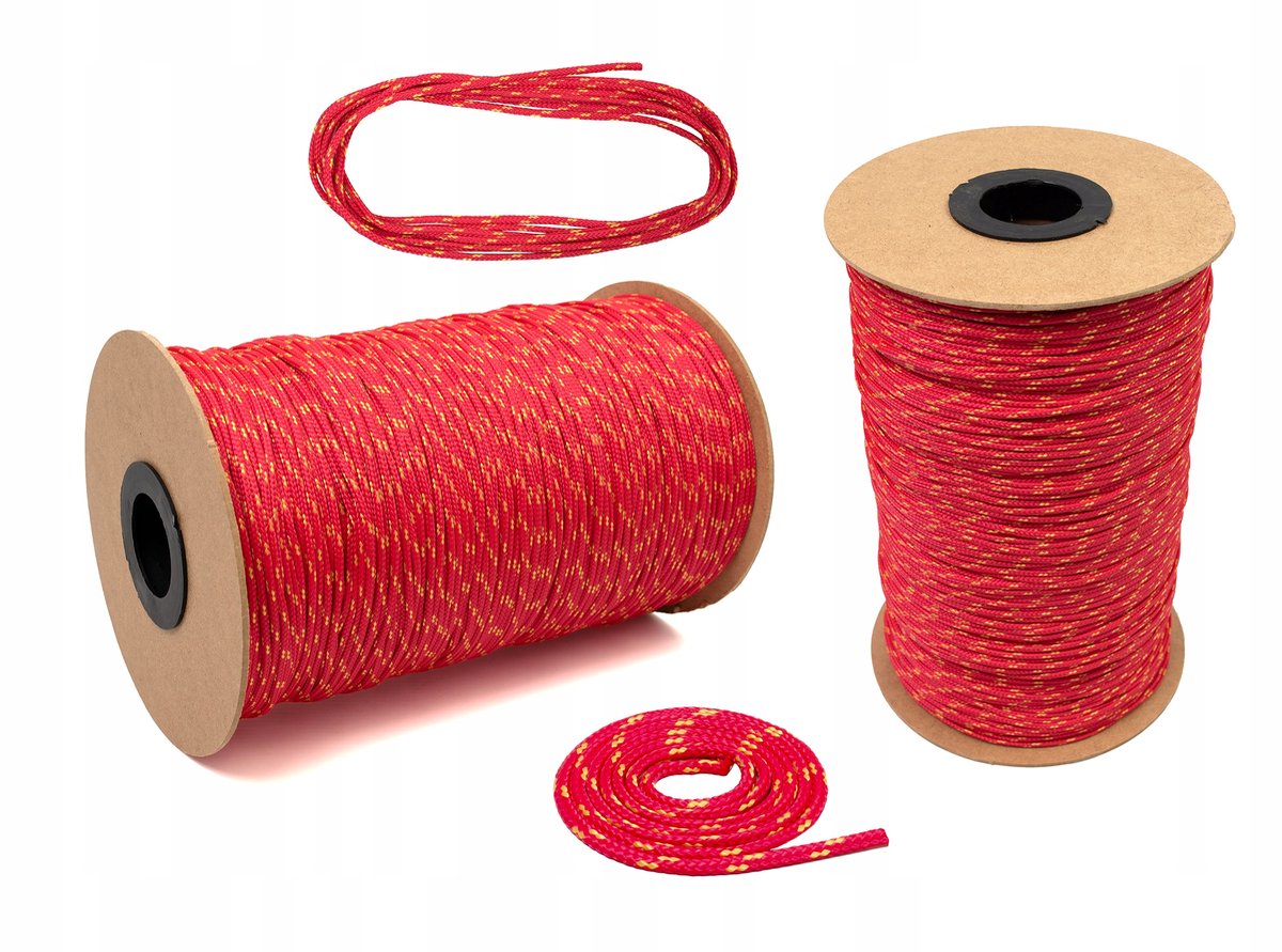 Gevlochten Polypropyleen Touw 3mm Rood Gevlekt - 100m