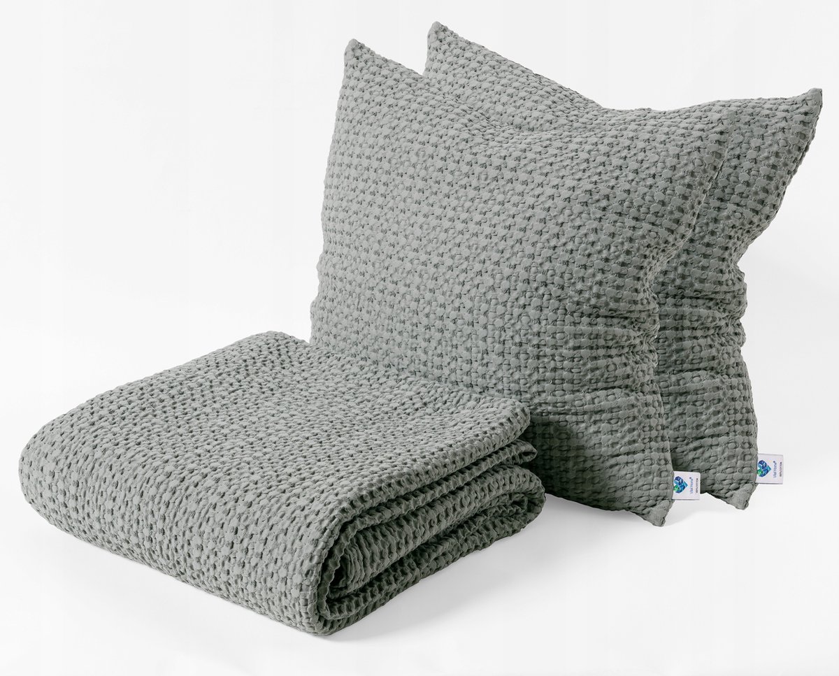 Vital Home Katoenen Bedsprei/Plaid 240x260cm Donkergrijs