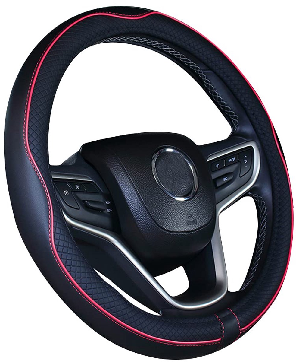 Autostuurhoes 15 inch - Microvezel leder - Ademend - Antislipbeschermer voor auto - ShopVlot