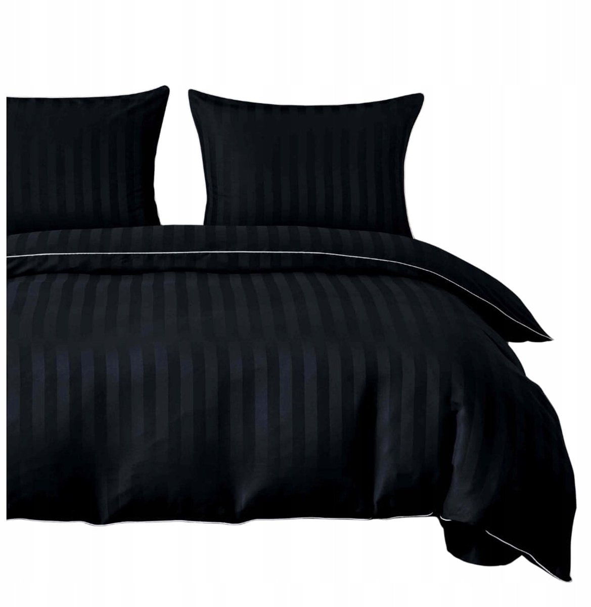 Luxe Zwarte Katoen-Microvezel Beddengoed Set 220x200cm met Rand