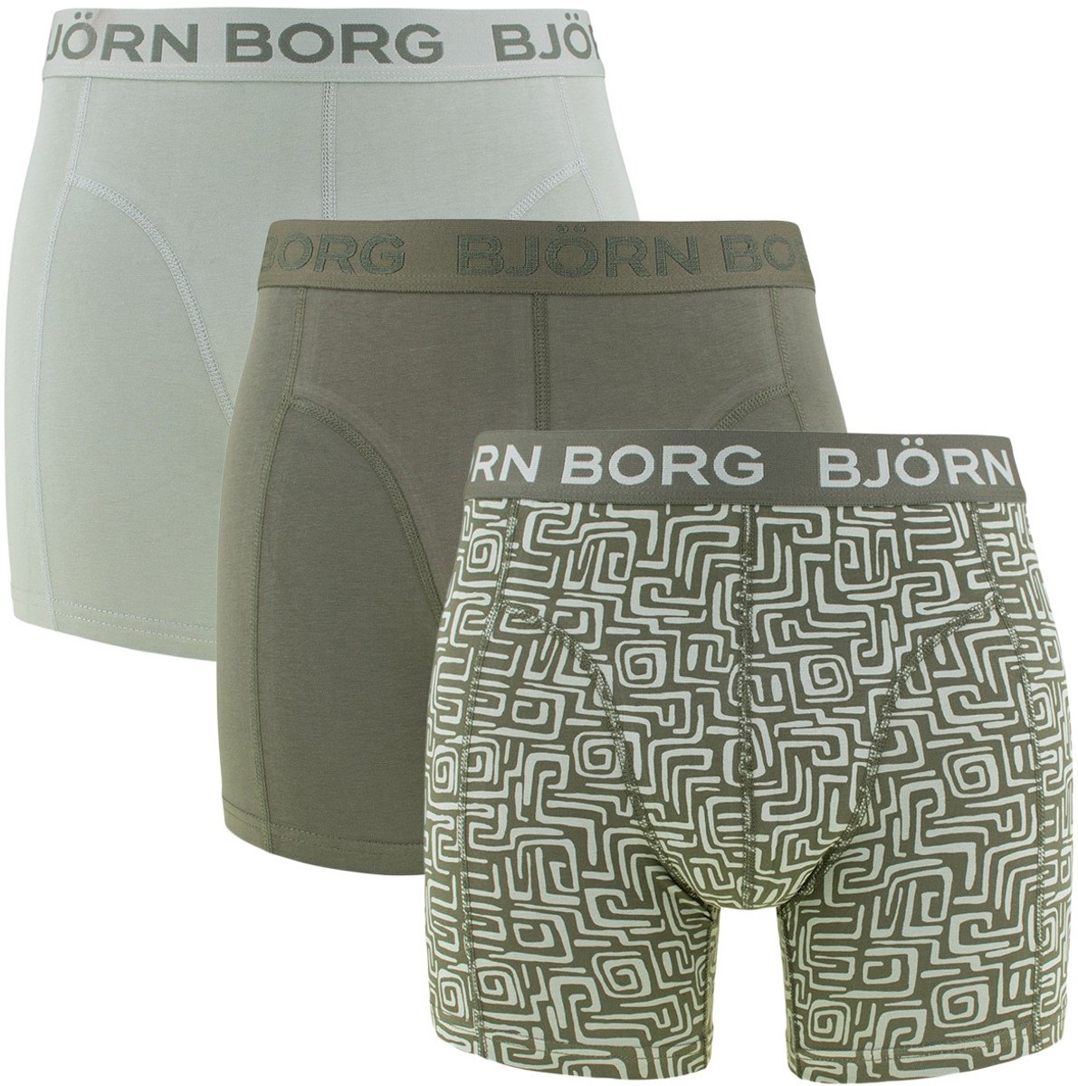 Björn Borg heren cotton stretch 3P boxers basic print groen
