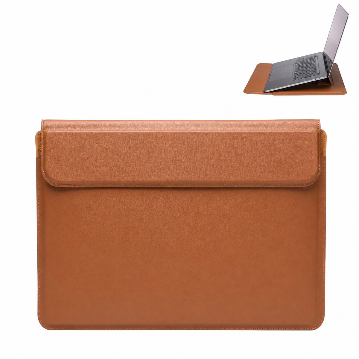 Laptophoes 14.1 Inch - Laptoptas - Laptopsleeve - Waterafstotende -PU Sleeve met Polssteun en Magnetische Sluiting - Geel